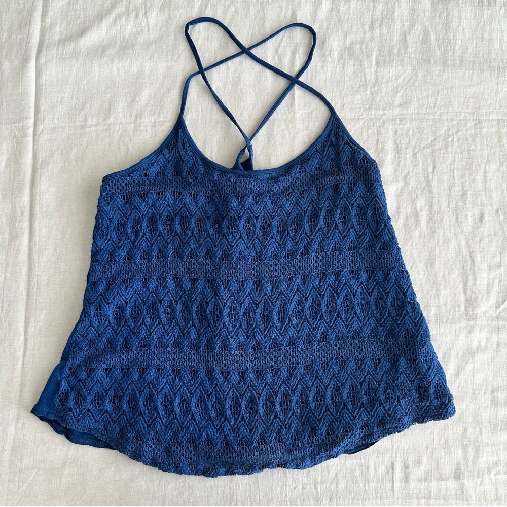 Hollister Blue Cross Strap Tank Top